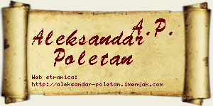 Aleksandar Poletan vizit kartica